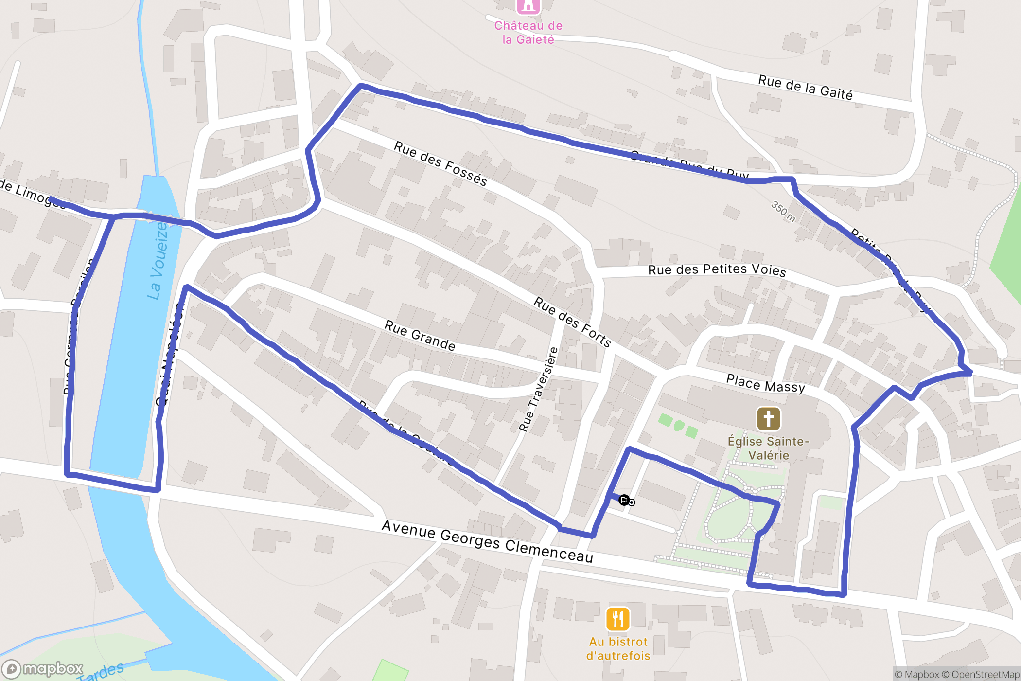 Chambon-sur-Voueize : carte du parcours de randonnée - France