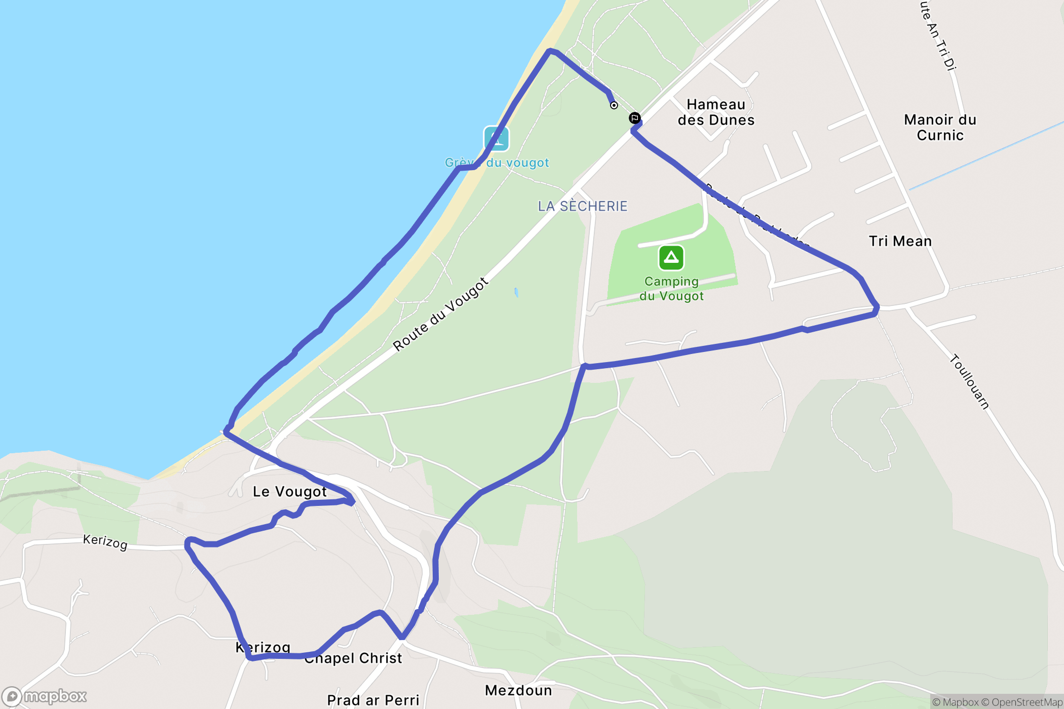 Guissény : carte du parcours de randonnée - France