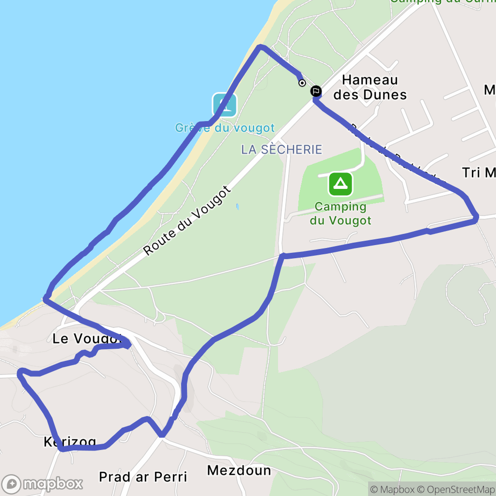 Guissény : carte du parcours de randonnée - France