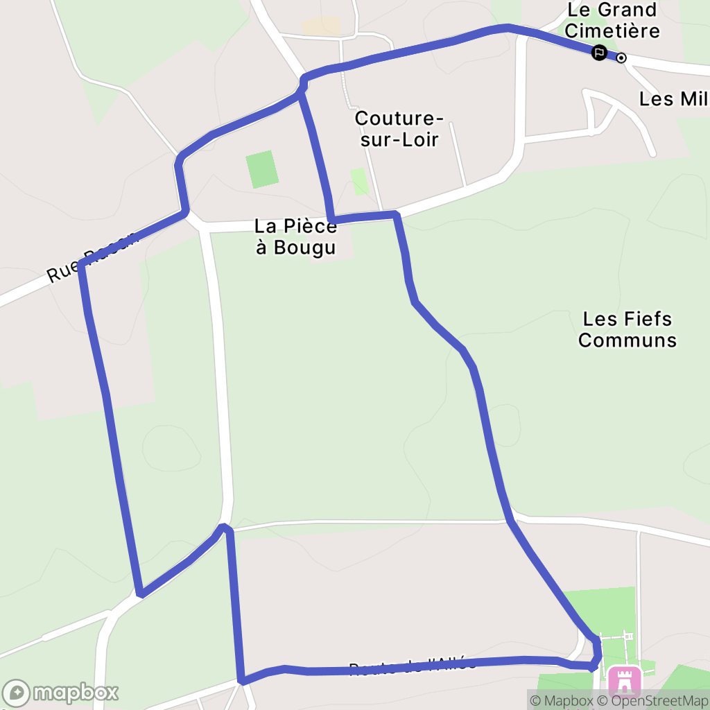 Couture-sur-Loir : carte du parcours de randonnée - France