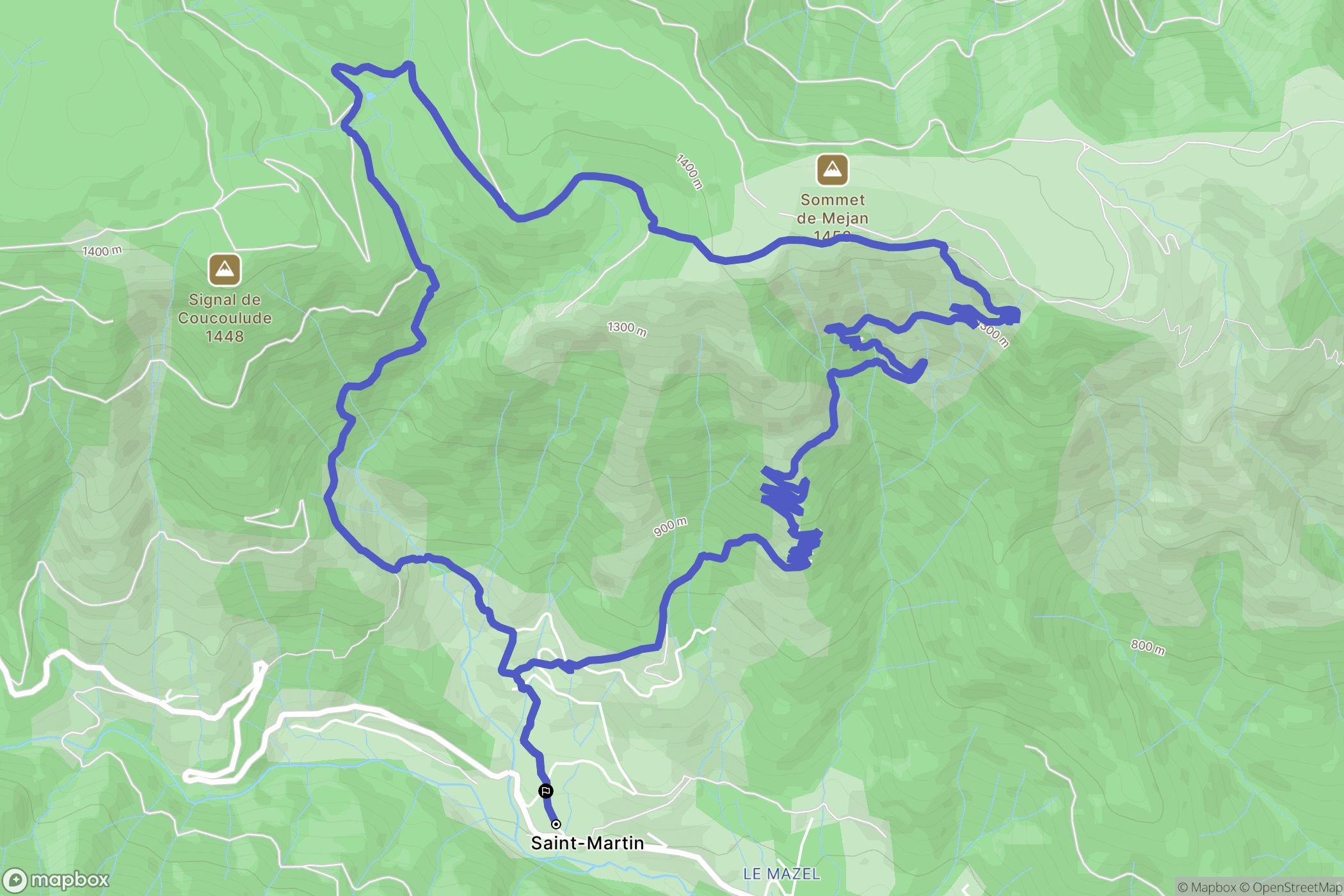 Valgorge : carte du parcours de randonnée - France