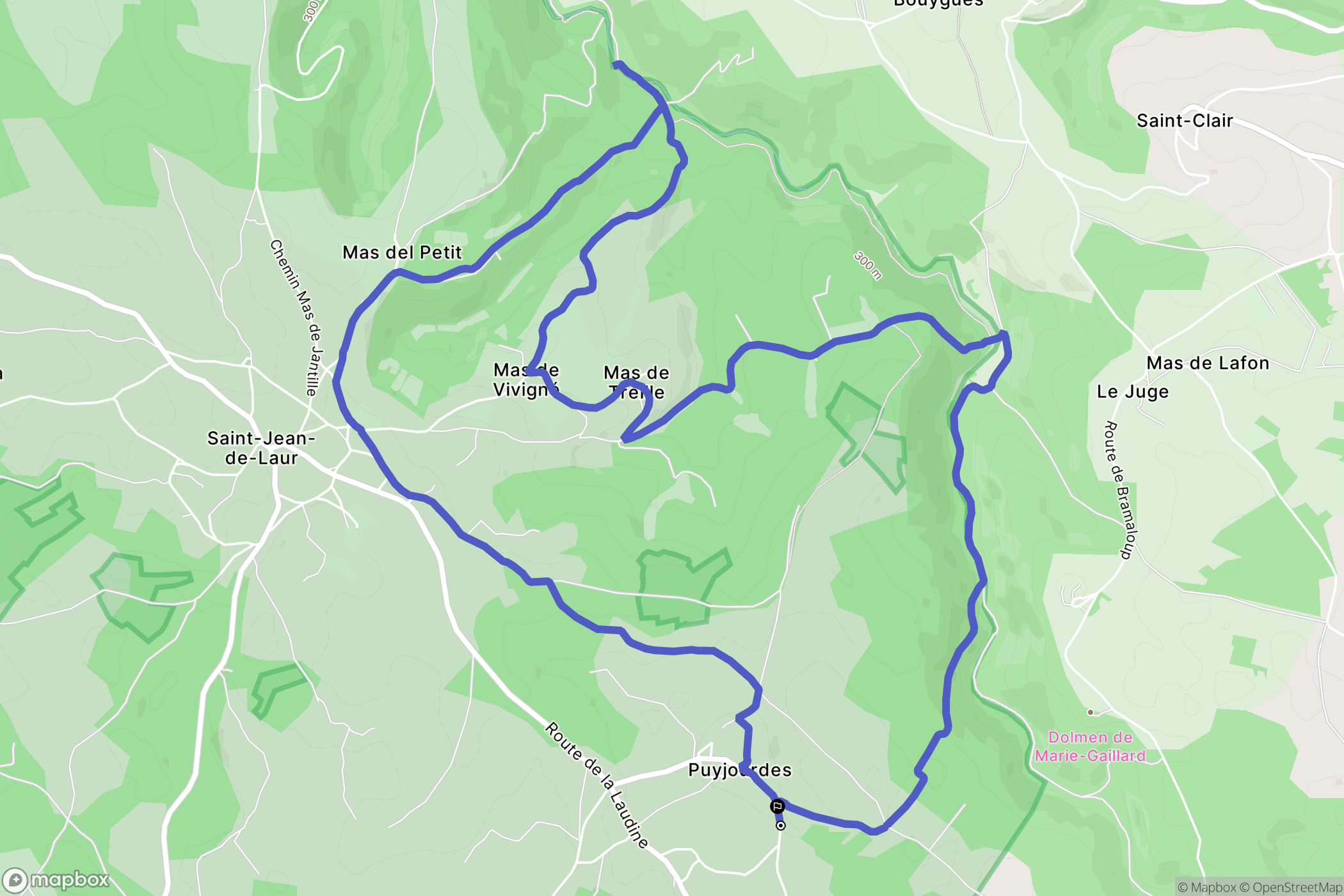 Puyjourdes : carte du parcours de randonnée - France