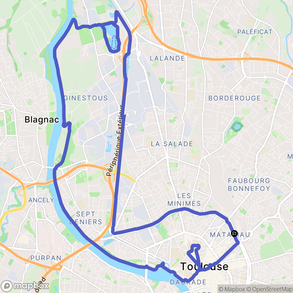 Toulouse : carte du parcours de randonnée - France