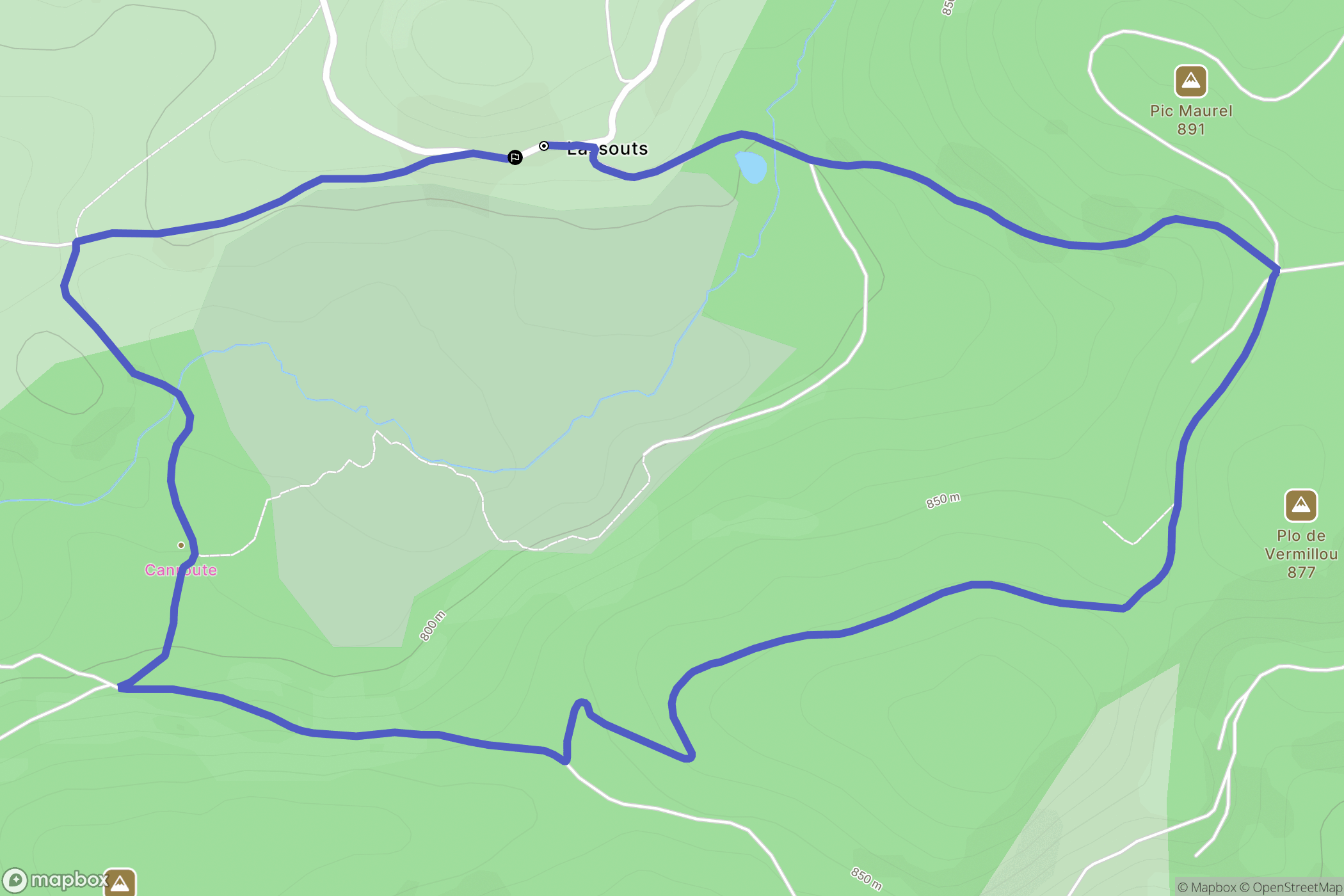Lassouts, Le Margnès : carte du parcours de randonnée - France