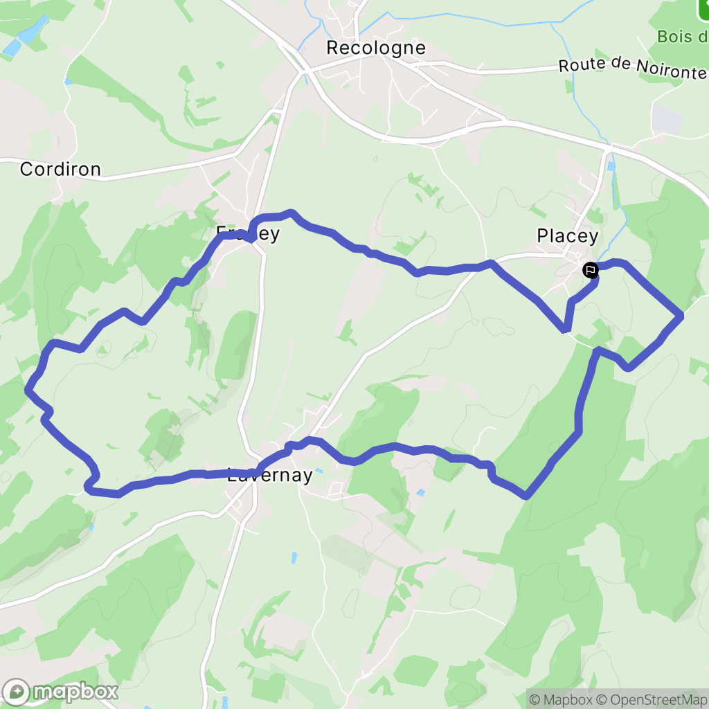 Placey : carte du parcours de randonnée - France