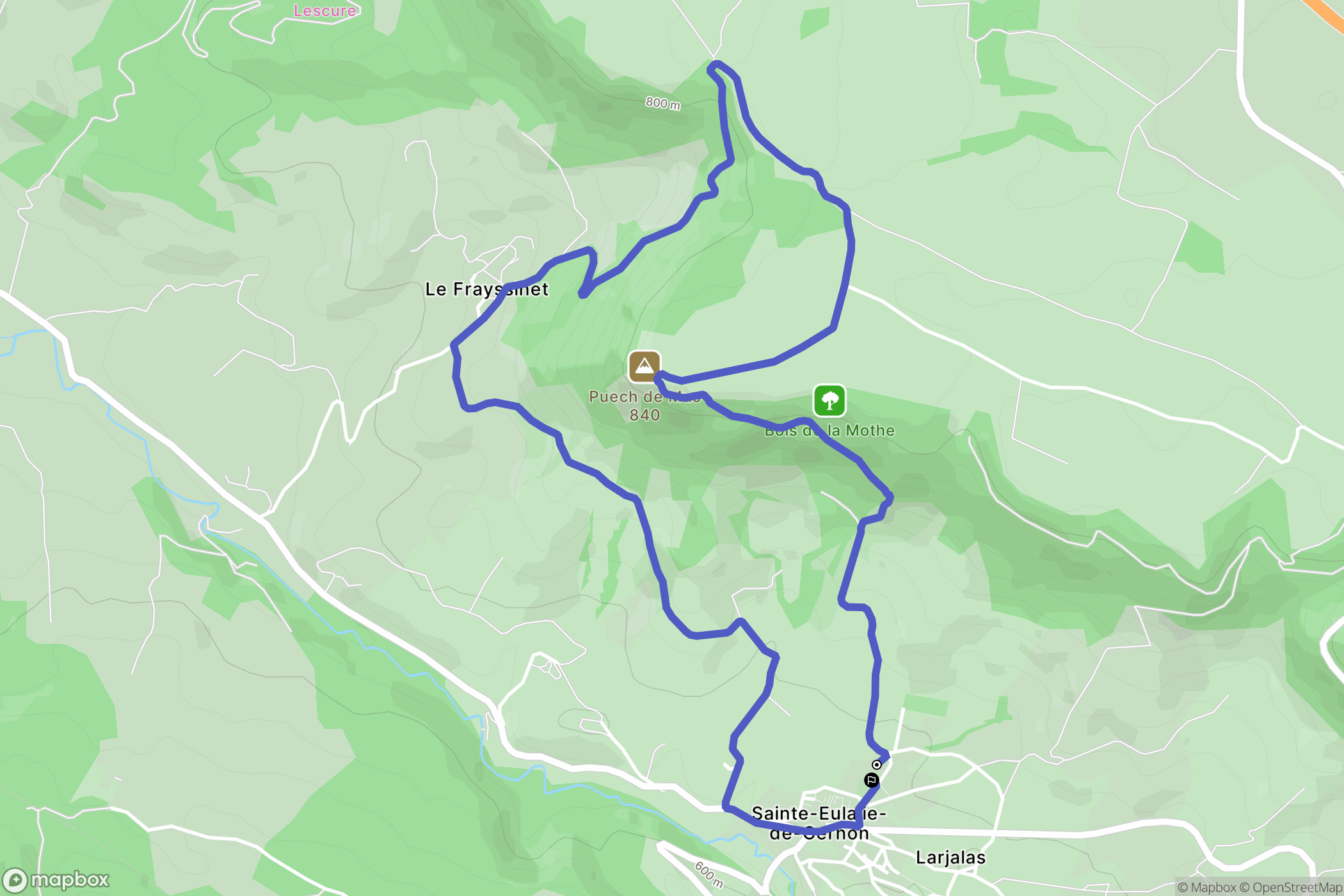 Sainte-Eulalie-de-Cernon : carte du parcours de randonnée - France