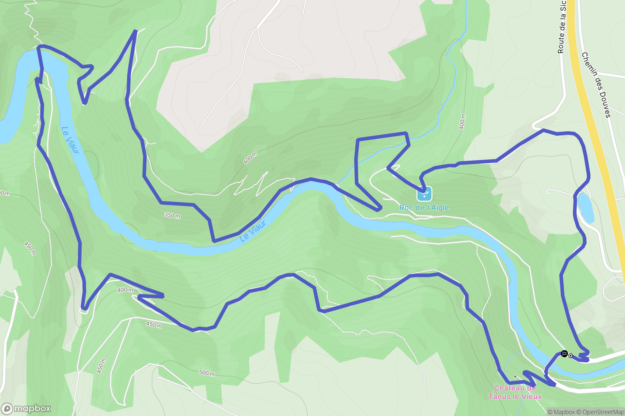 Tauriac-de-Naucelle : carte du parcours de randonnée - France