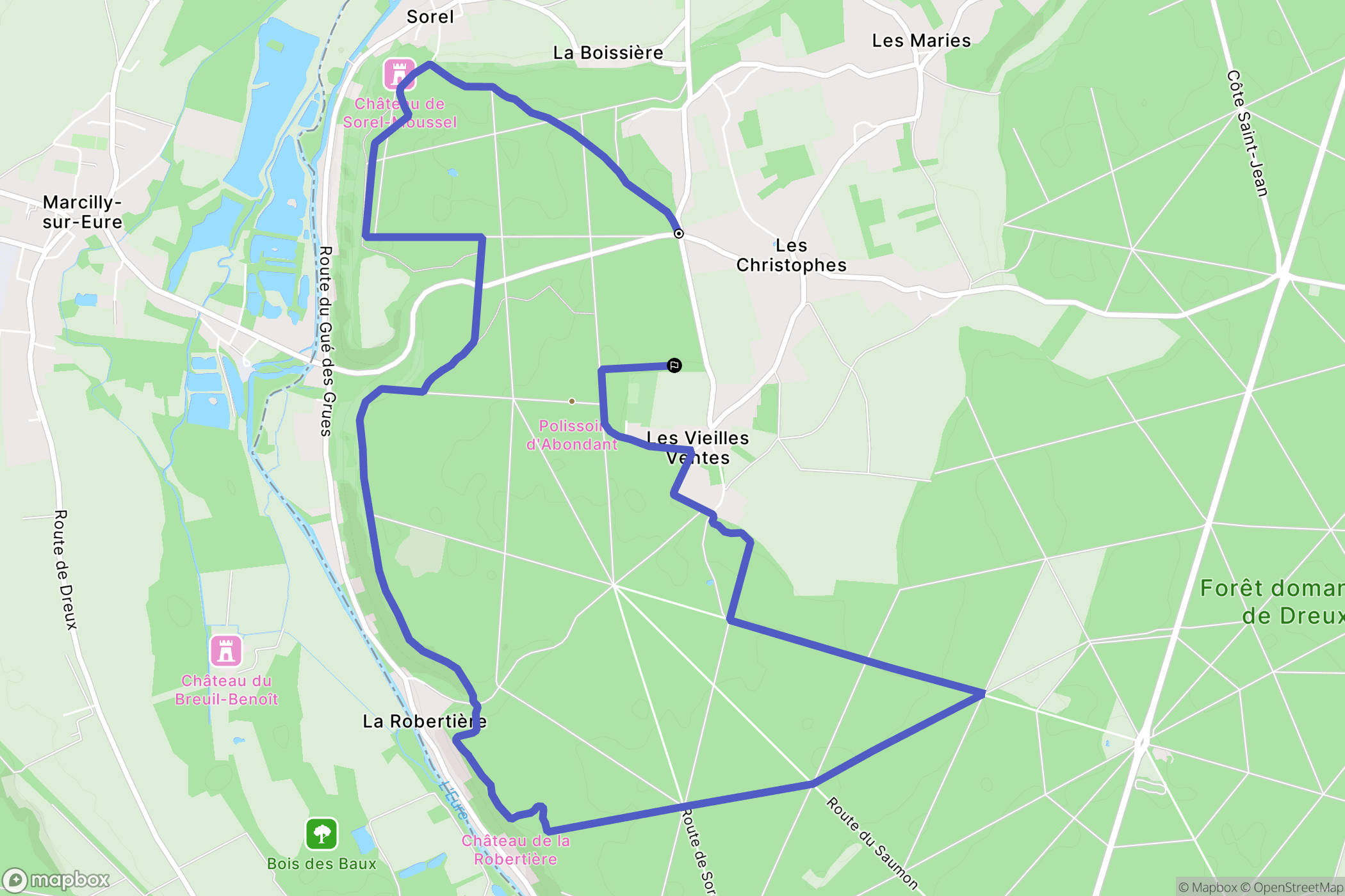 Sorel-Moussel : carte du parcours de randonnée - France