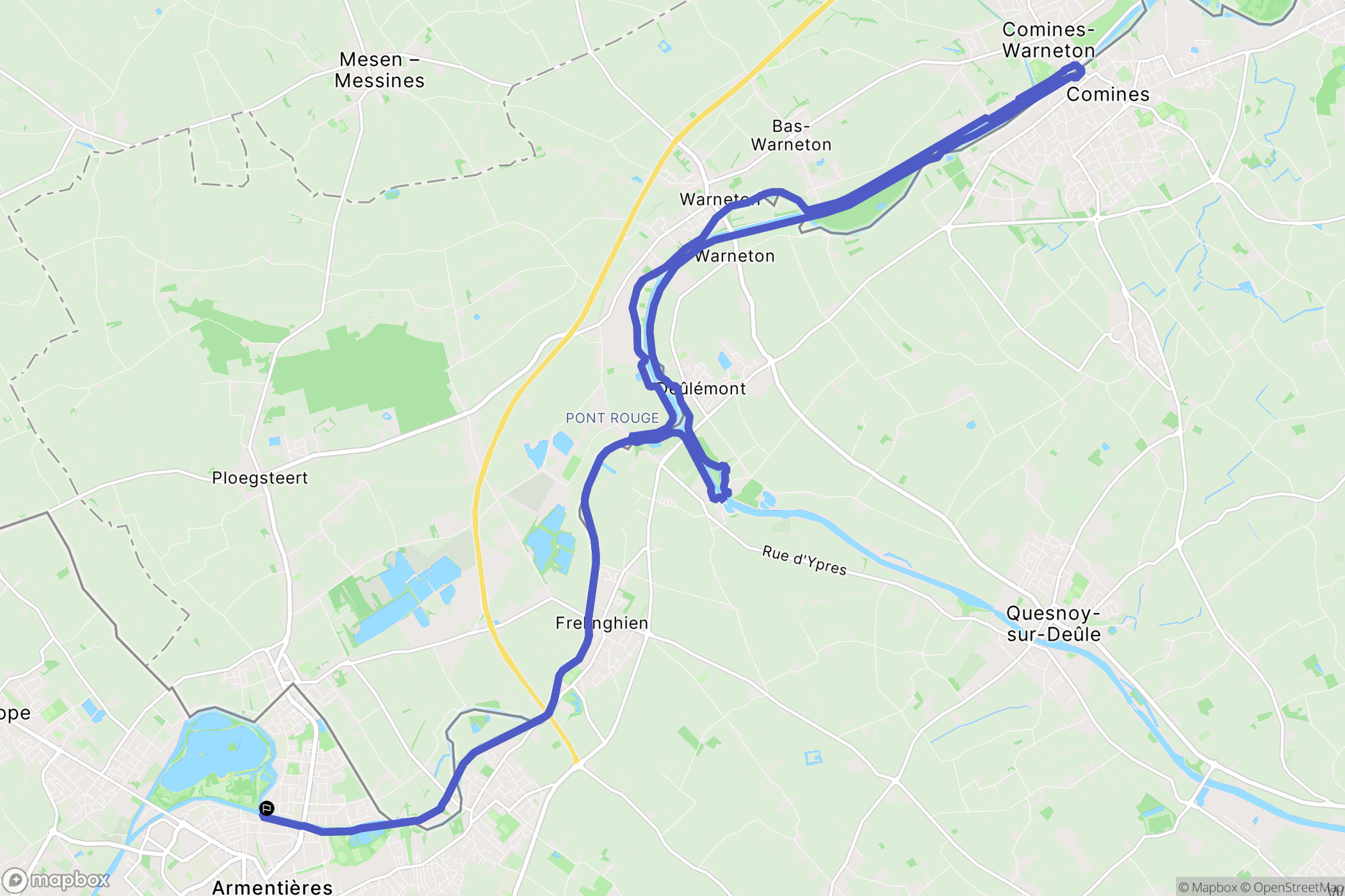 Armentières : carte du parcours de randonnée - France