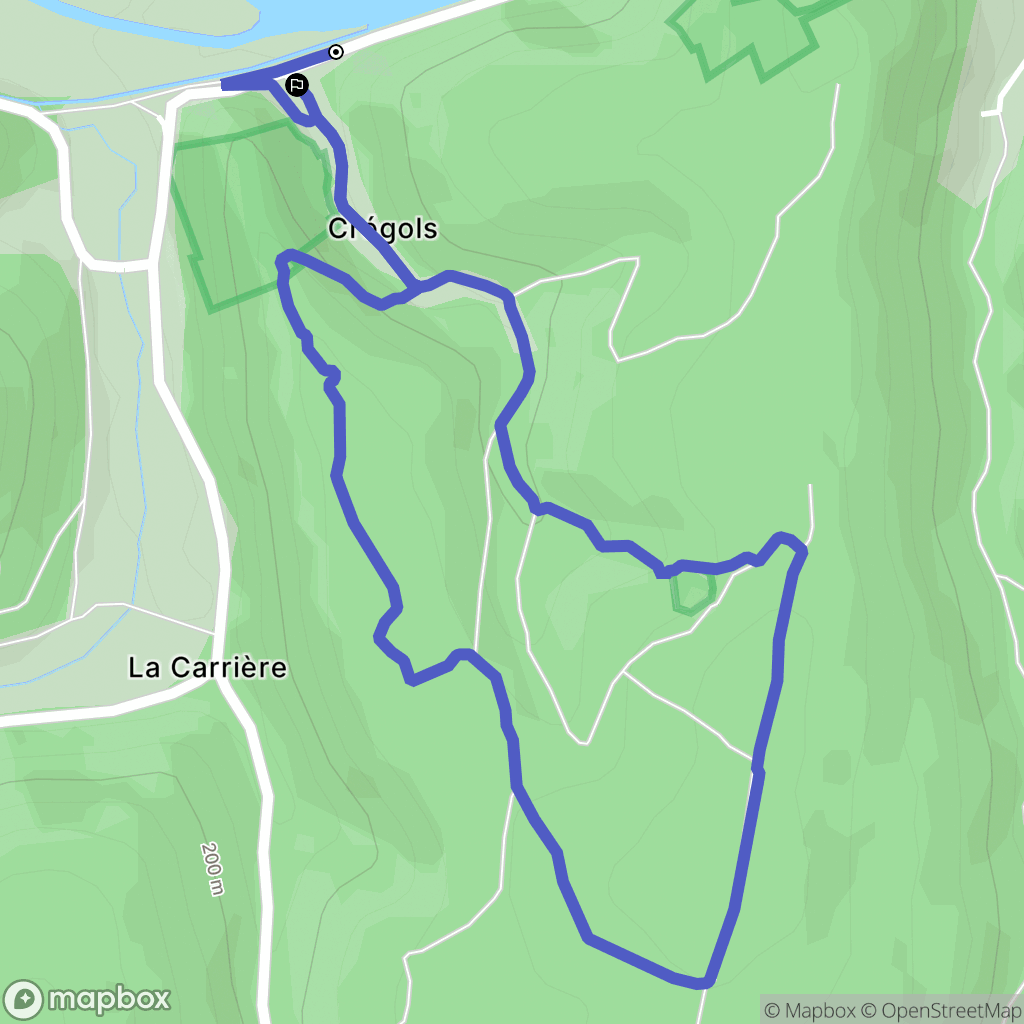 Crégols : carte du parcours de randonnée - France