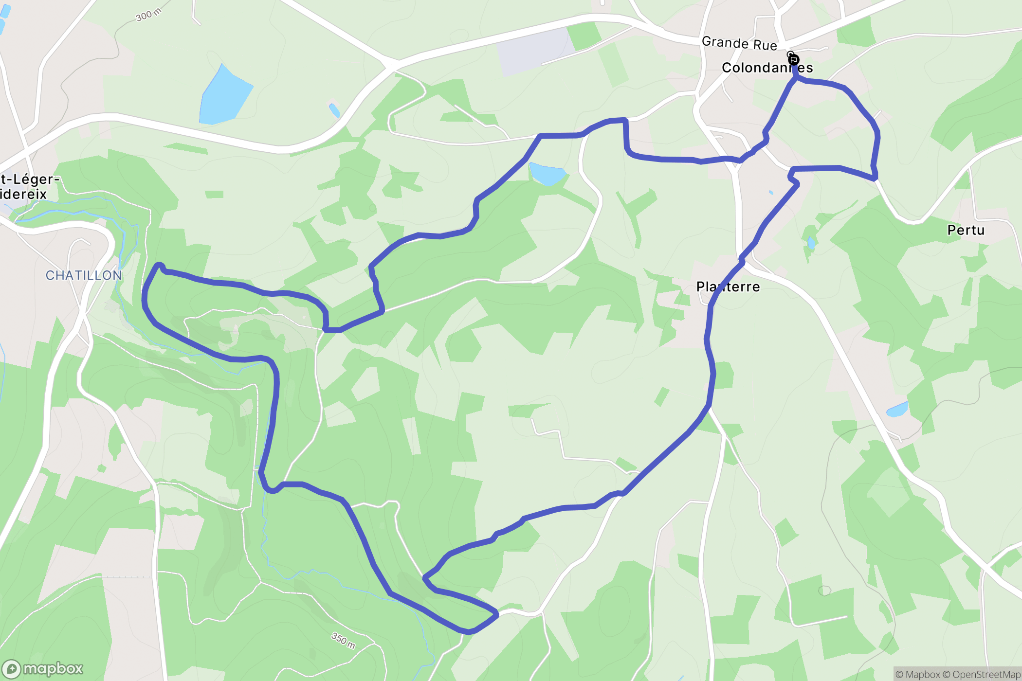 Colondannes : carte du parcours de randonnée - France