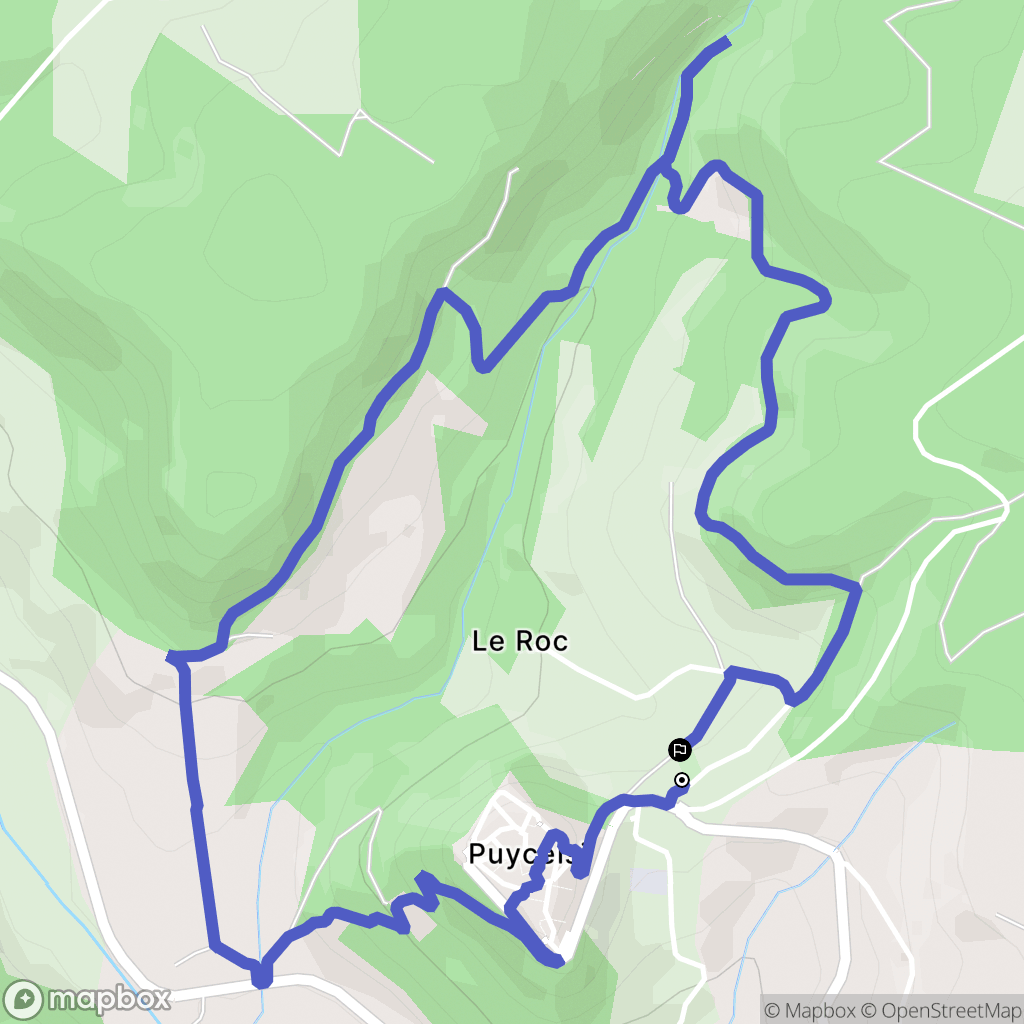 Puycelci : carte du parcours de randonnée - France