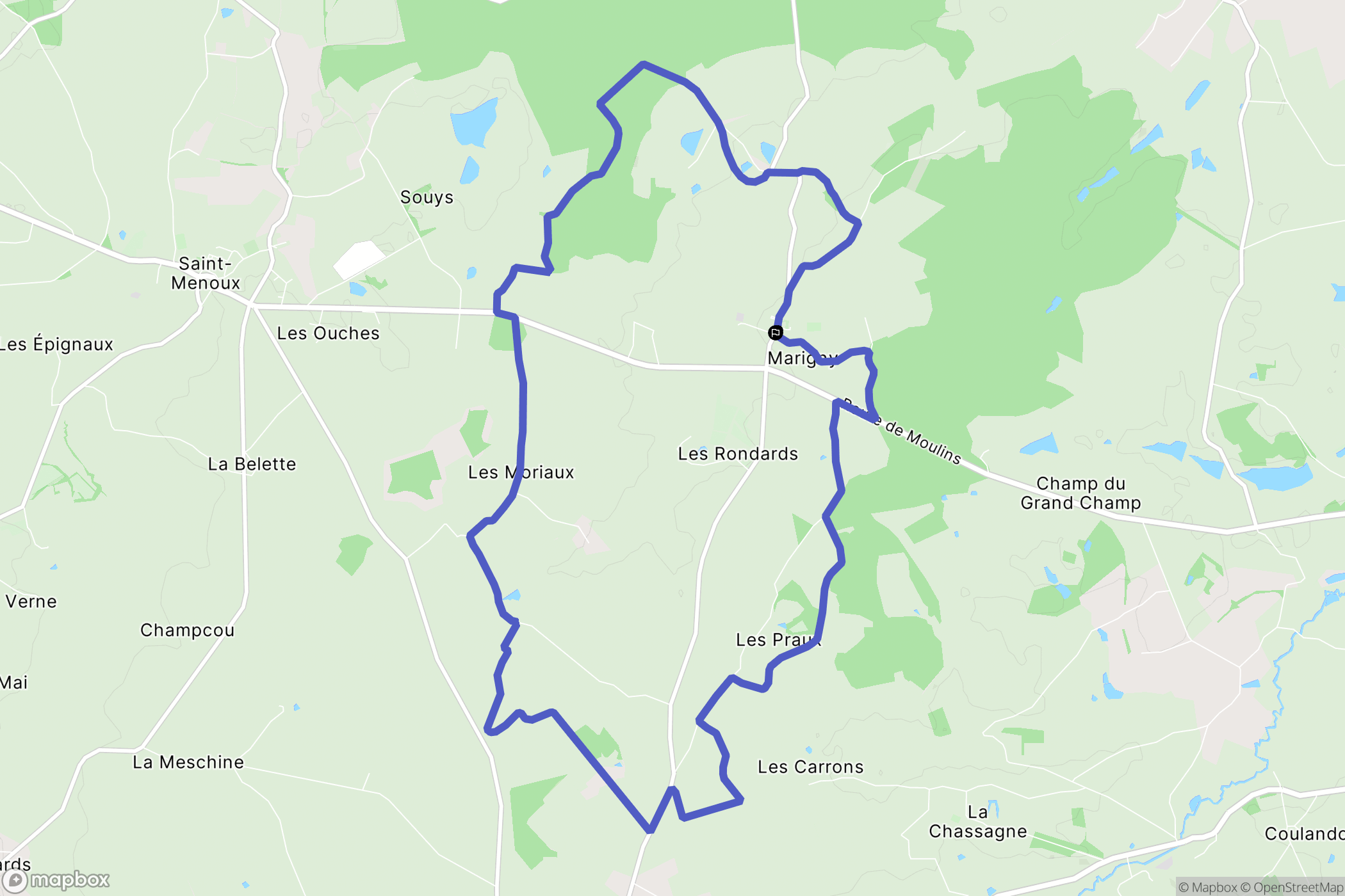 Marigny : carte du parcours de randonnée - France