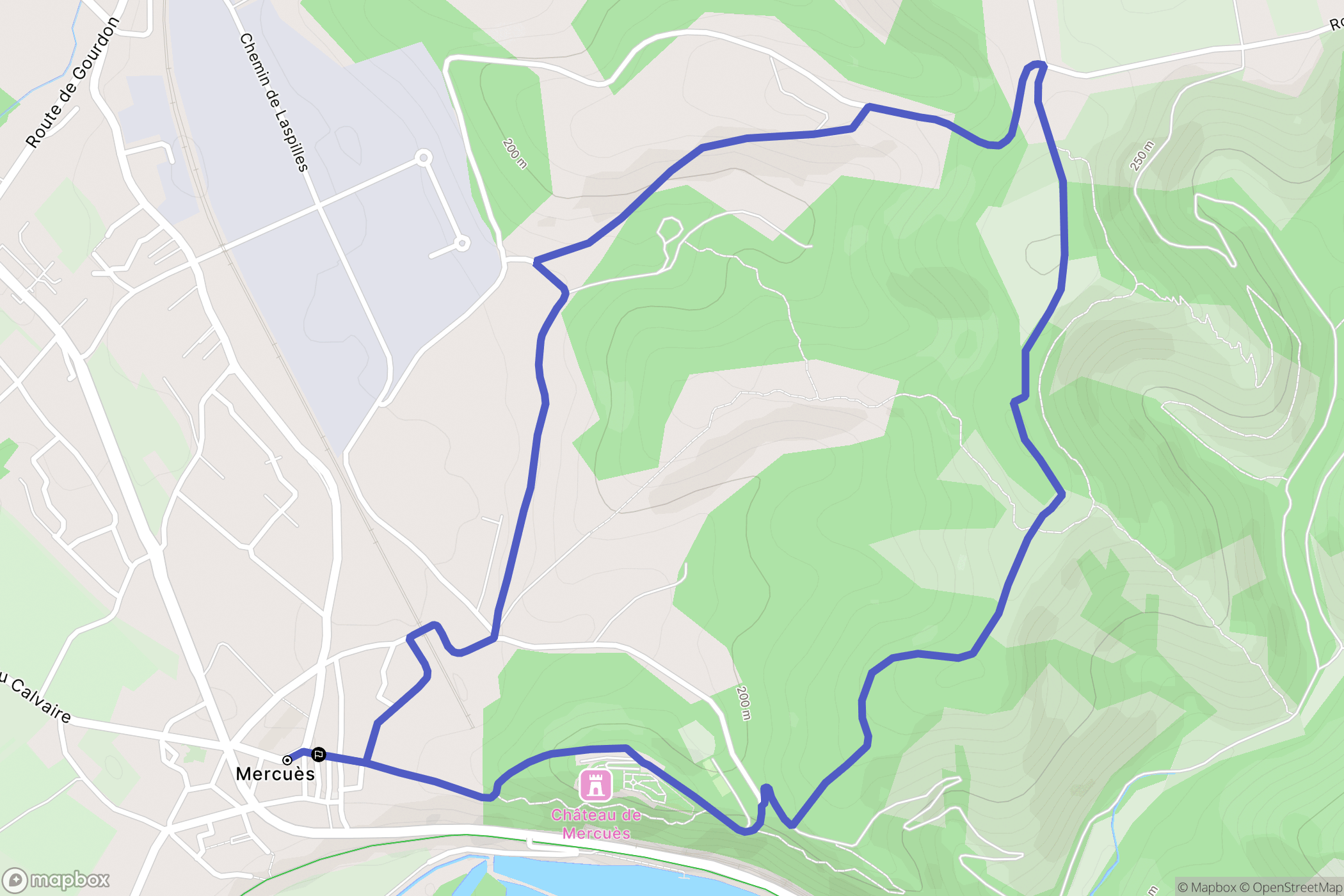Mercuès : carte du parcours de randonnée - France