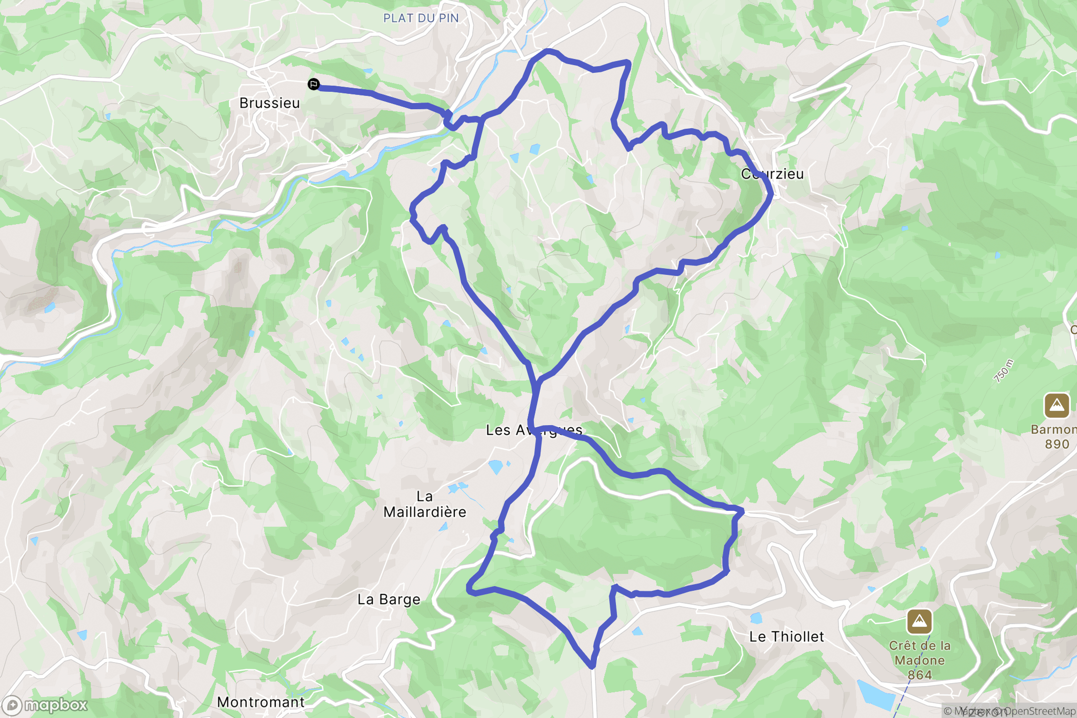 Brussieu : carte du parcours de randonnée - France