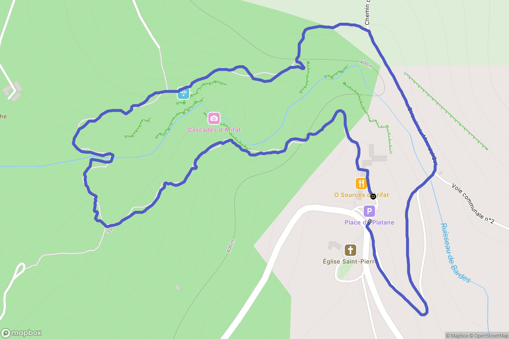Arifat : carte du parcours de randonnée - France