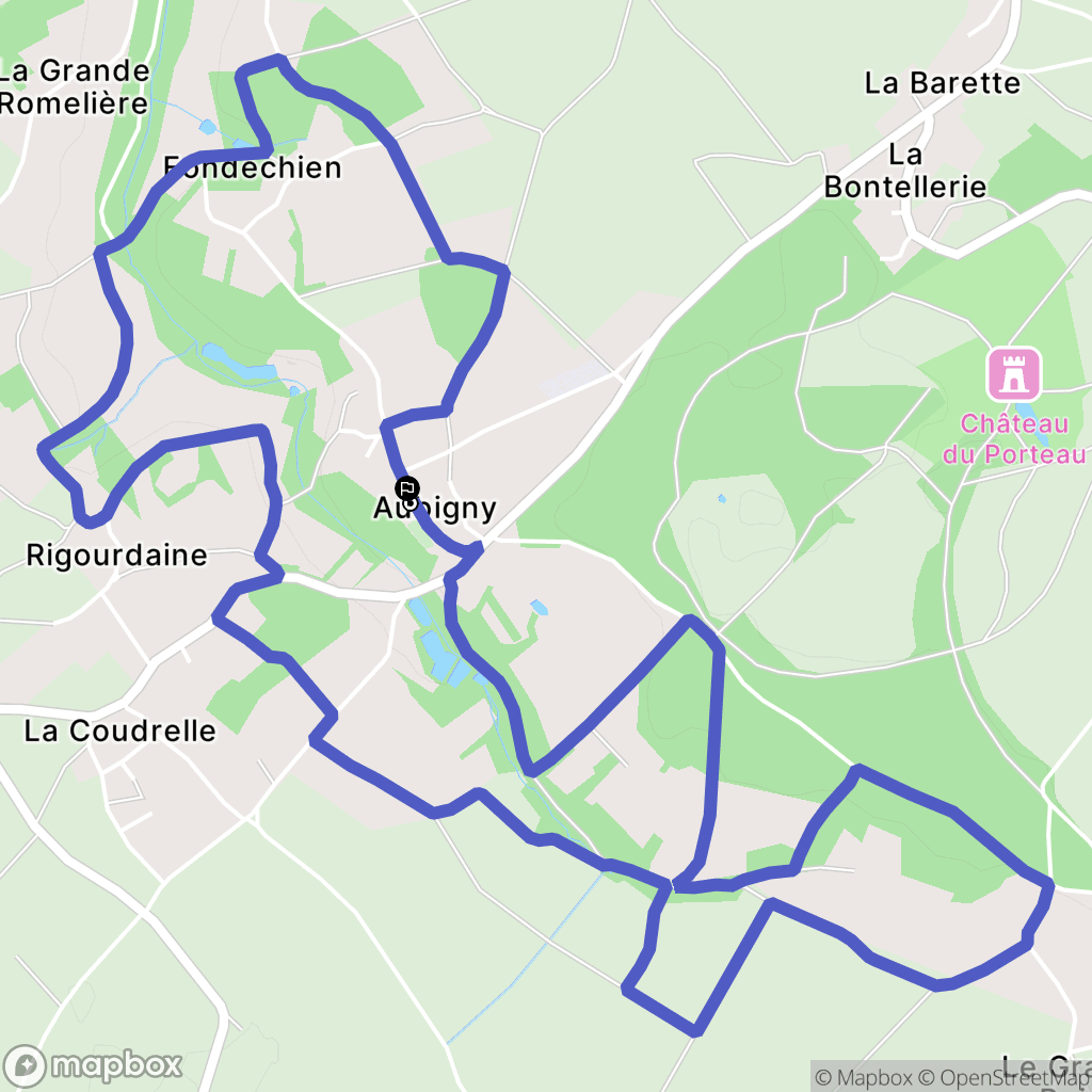 Aubigny : carte du parcours de randonnée - France