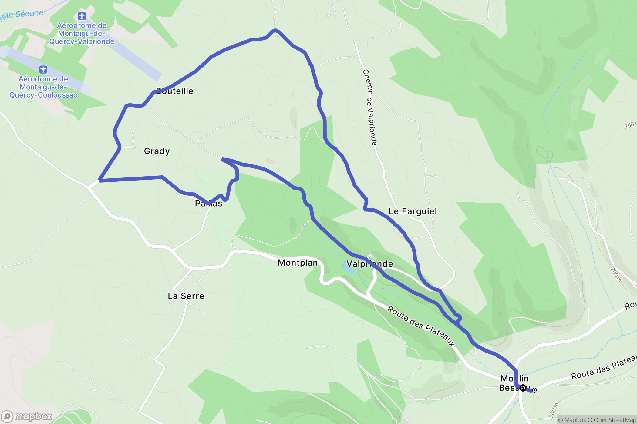 Montcuq-en-Quercy-Blanc : carte du parcours de randonnée - France