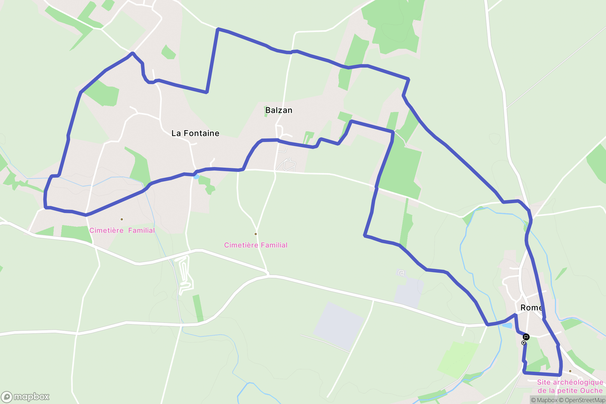 Rom : carte du parcours de randonnée - France