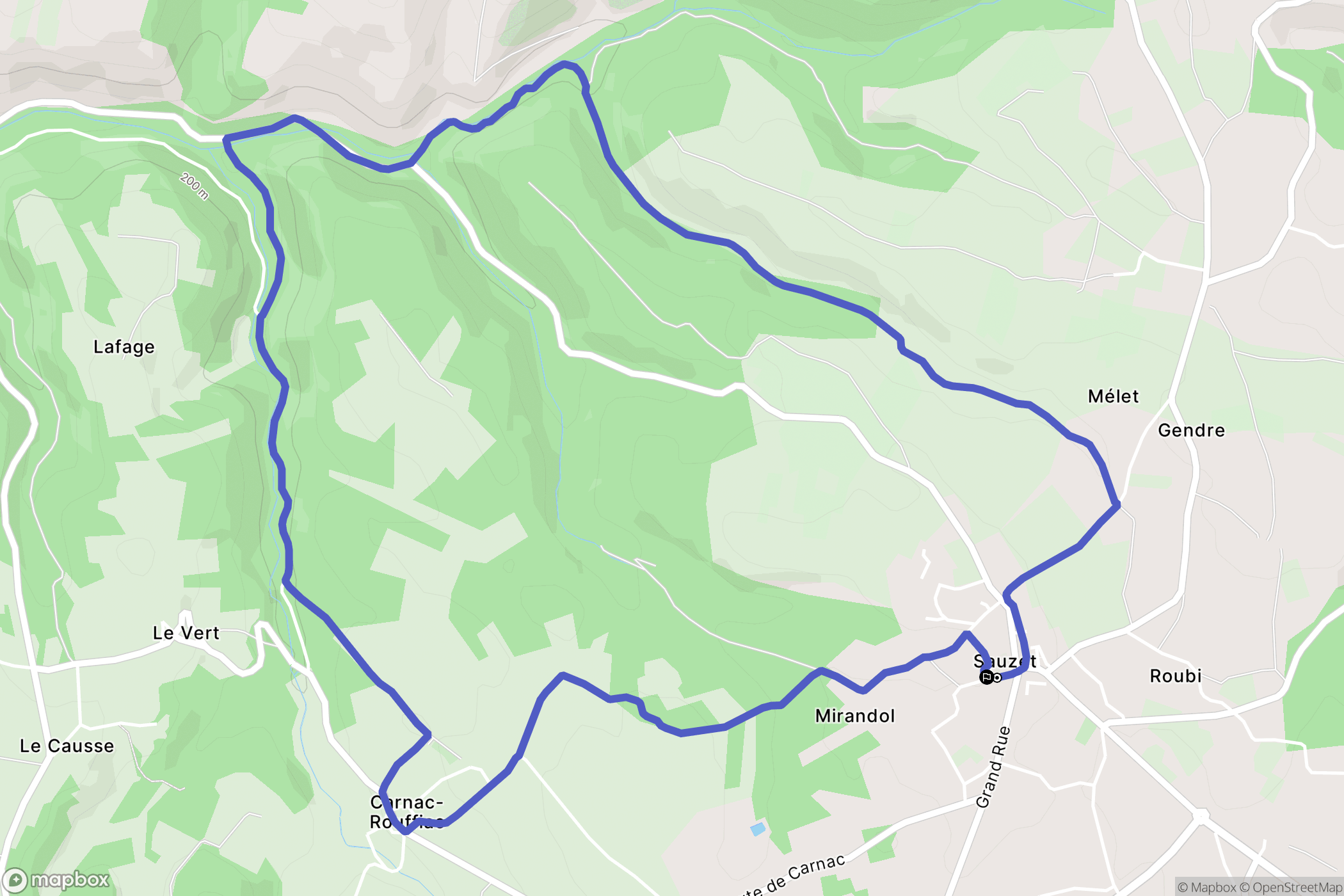 Sauzet : carte du parcours de randonnée - France