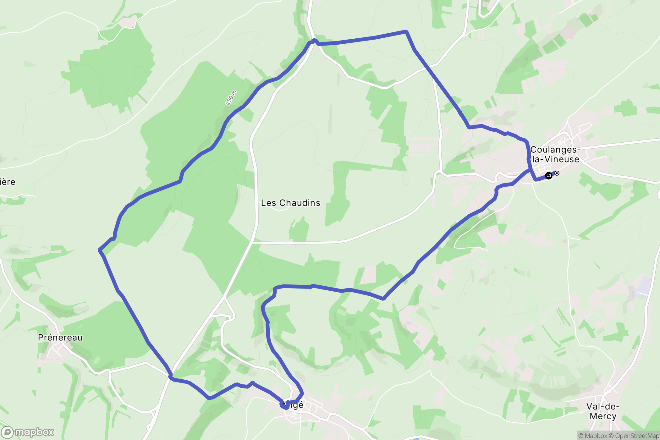 Coulanges-la-Vineuse : carte du parcours de randonnée - France