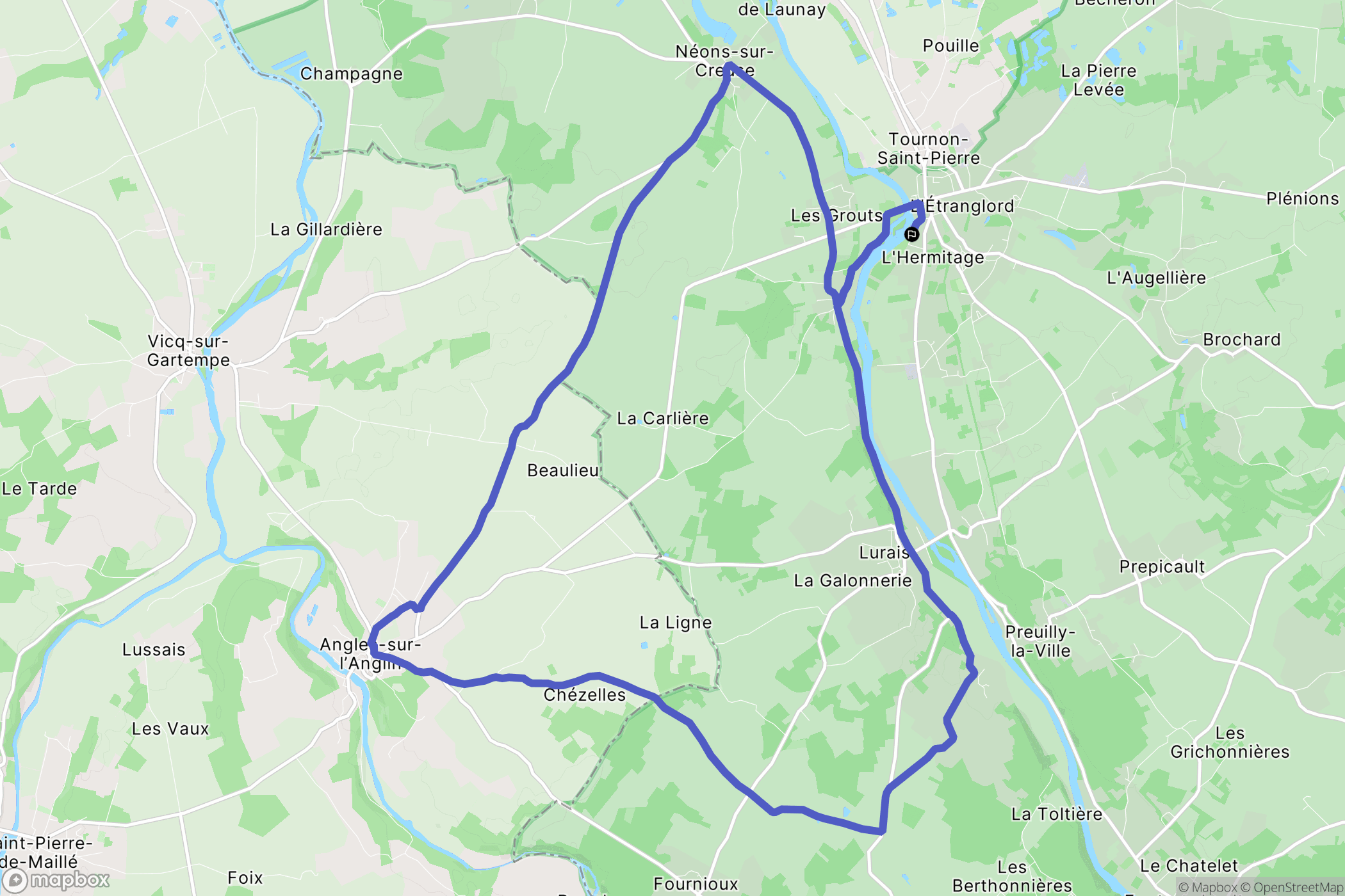 Tournon-Saint-Martin : carte du parcours de randonnée - France