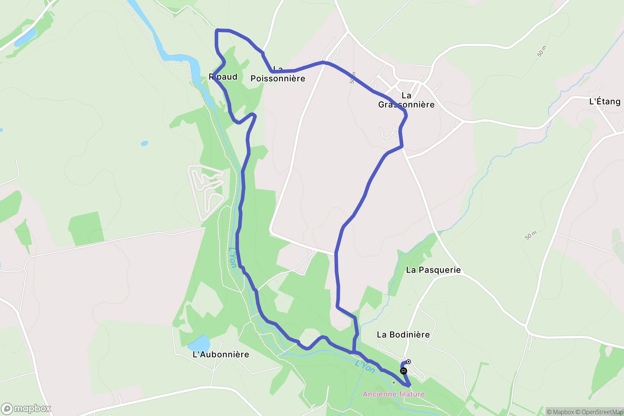 Le Tablier : carte du parcours de randonnée - France