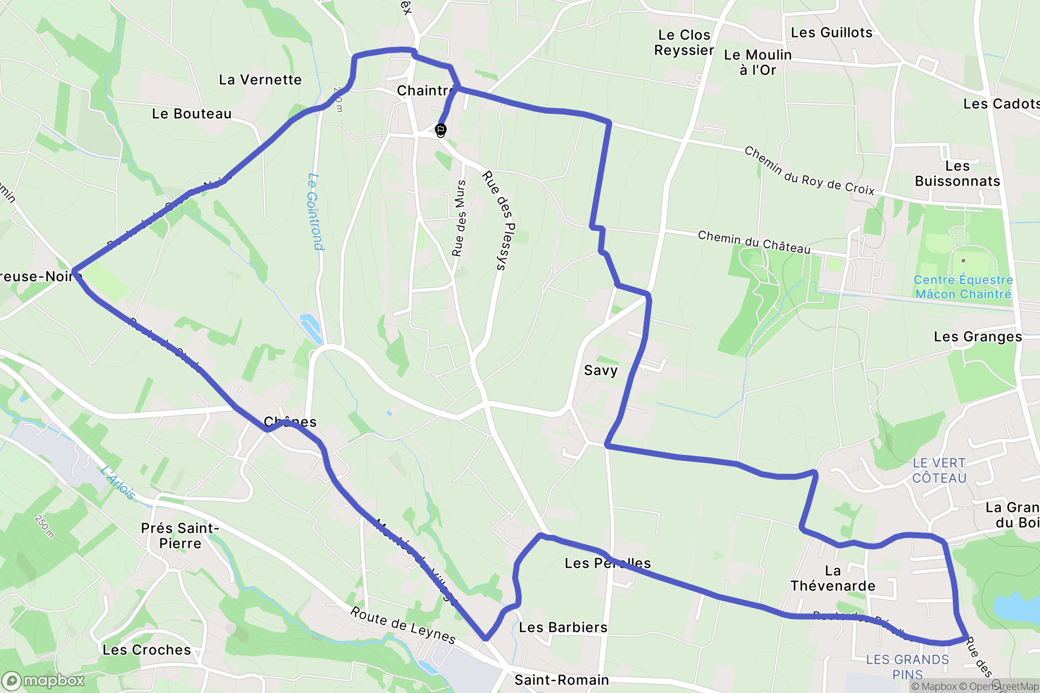 Chaintré : carte du parcours de randonnée - France