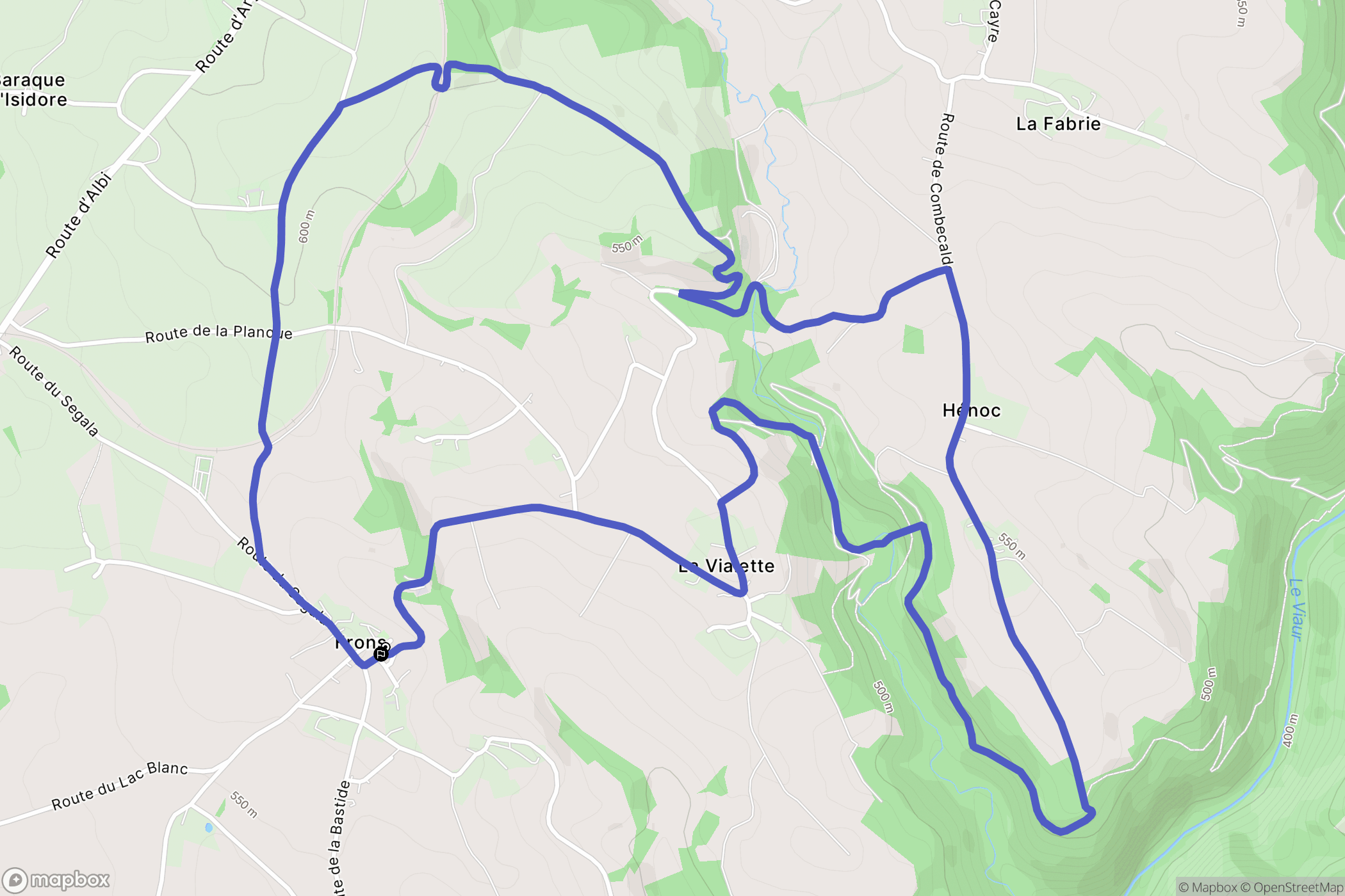 Camjac : carte du parcours de randonnée - France