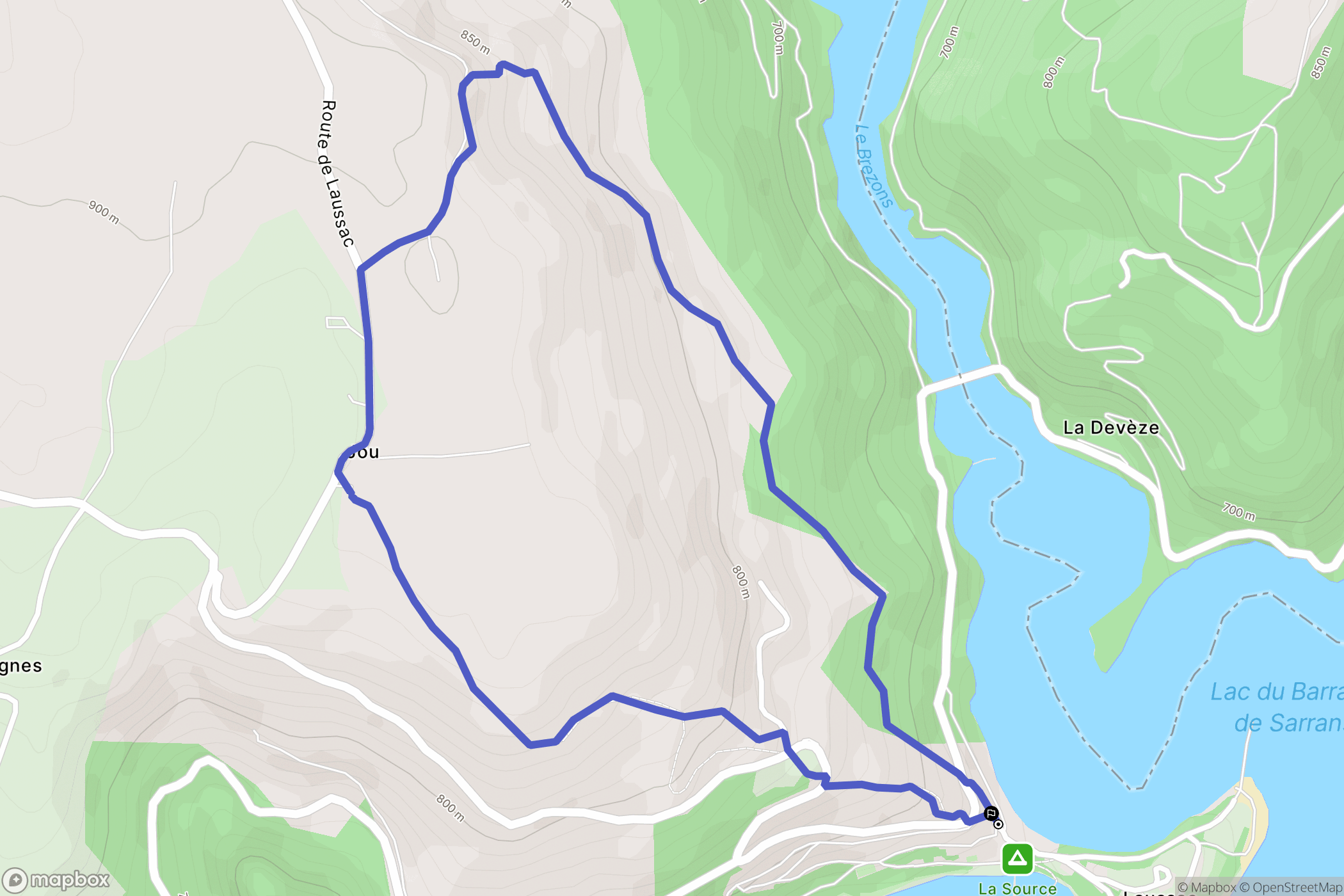 Thérondels : carte du parcours de randonnée - France