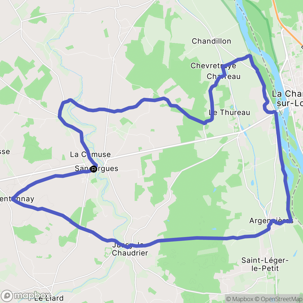 Sancergues : carte du parcours de randonnée - France