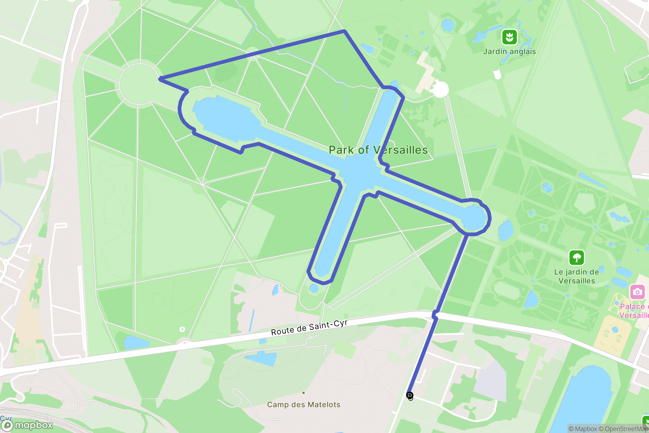 Versailles : carte du parcours de randonnée - France