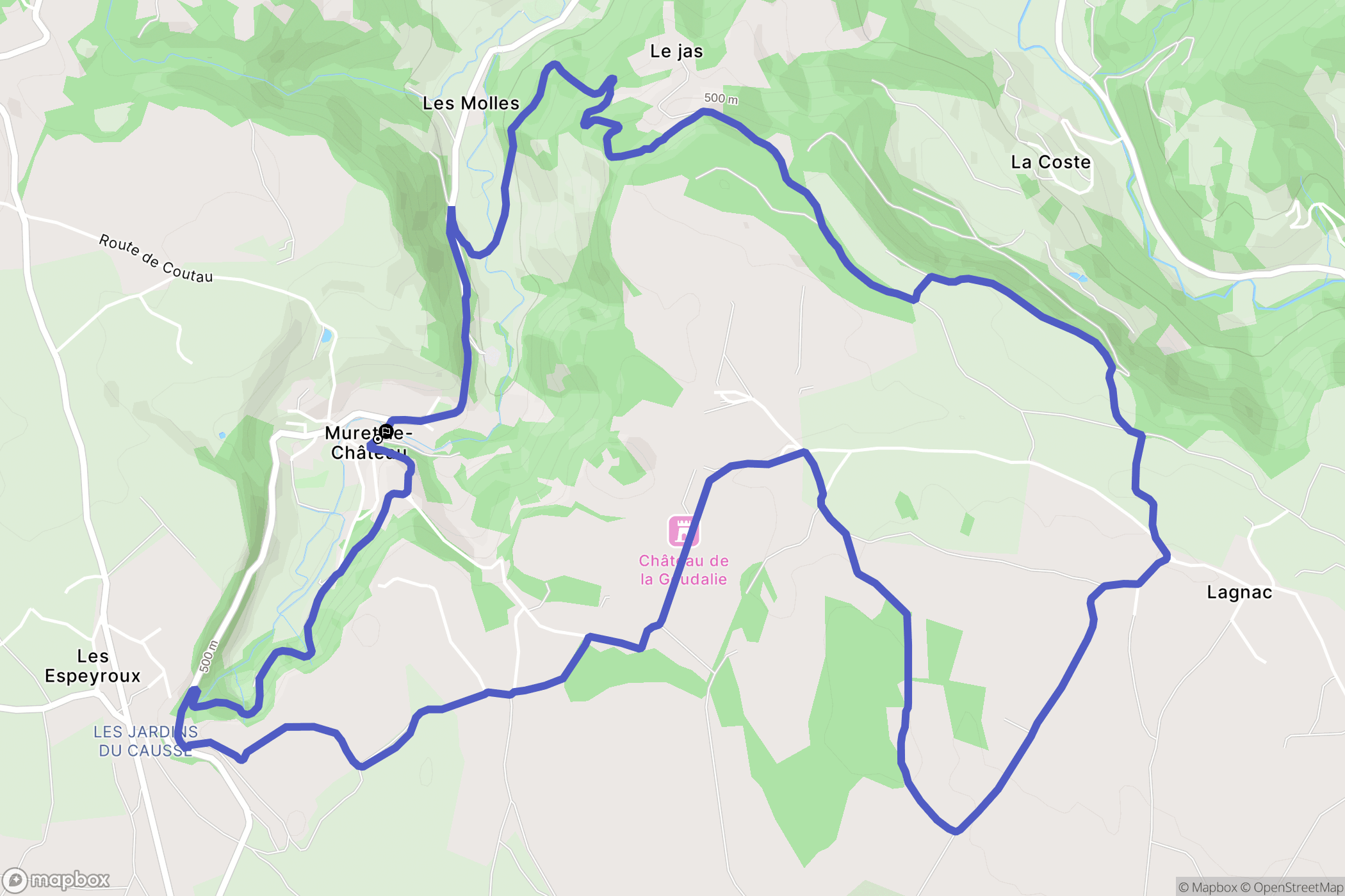 Muret-le-Château : carte du parcours de randonnée - France