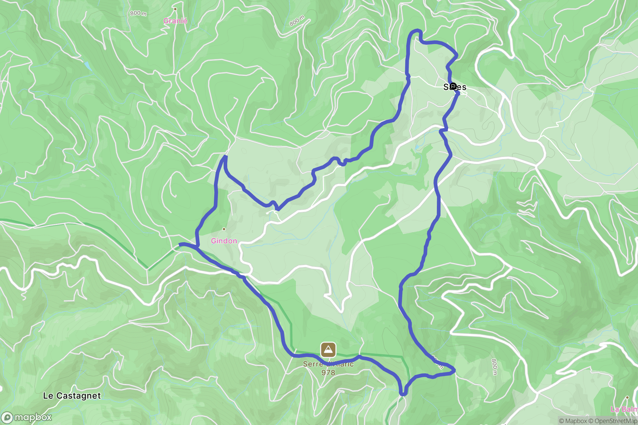Lacabarède : carte du parcours de randonnée - France