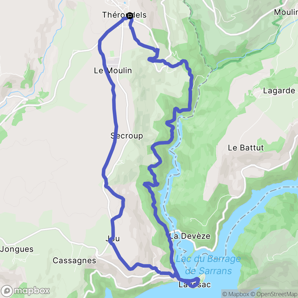 Thérondels : carte du parcours de randonnée - France