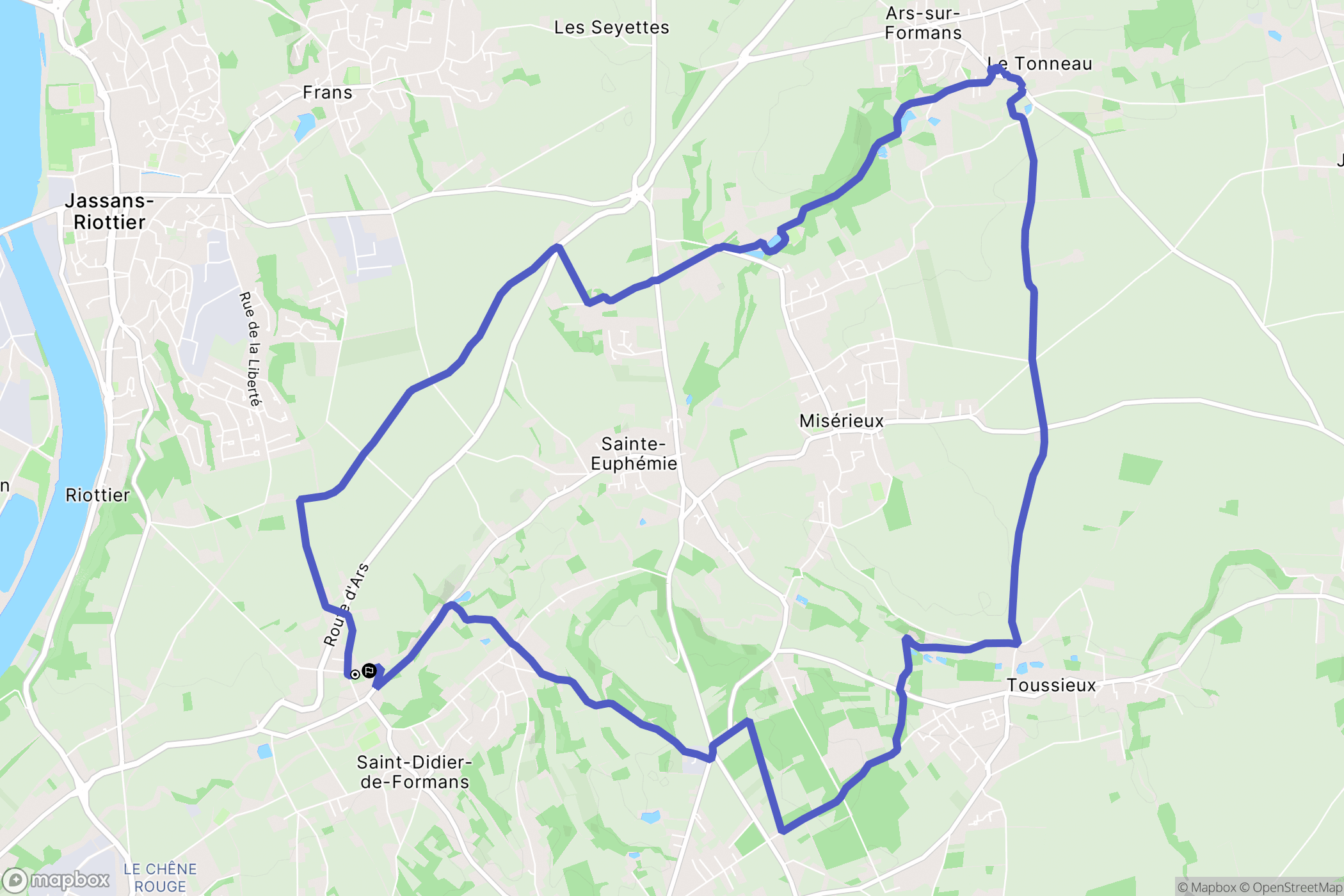 Saint-Didier-de-Formans : carte du parcours de randonnée - France