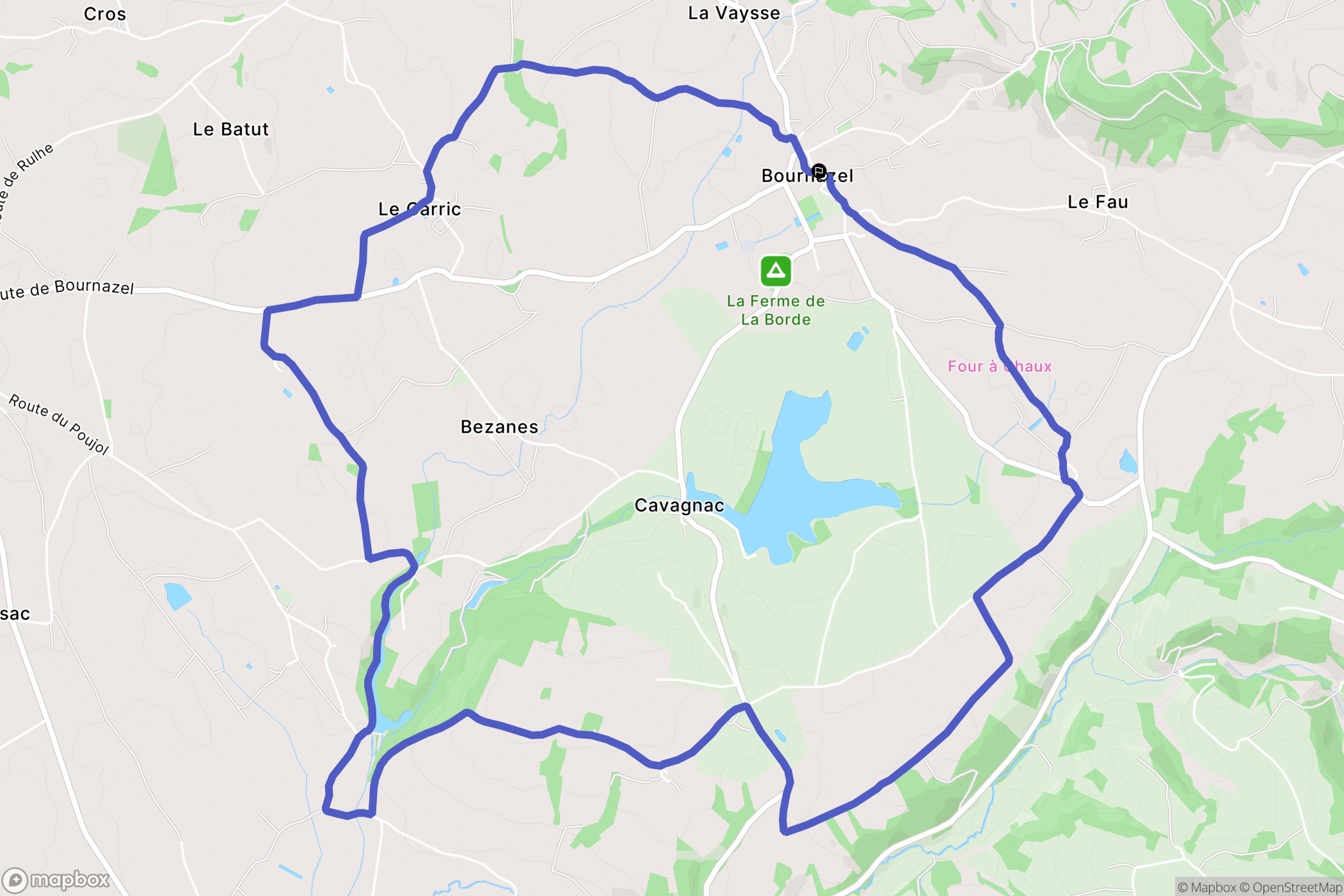 Bournazel : carte du parcours de randonnée - France