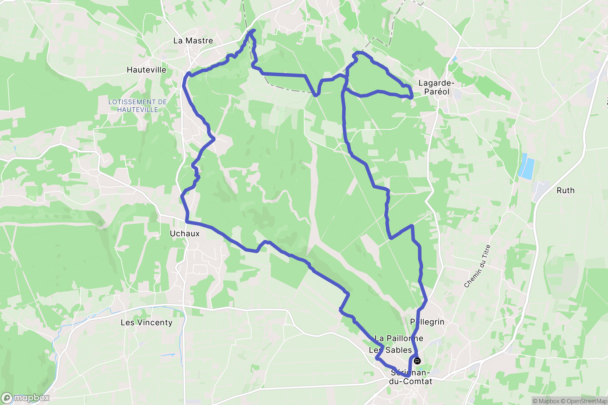 Sérignan-du-Comtat : carte du parcours de randonnée - France