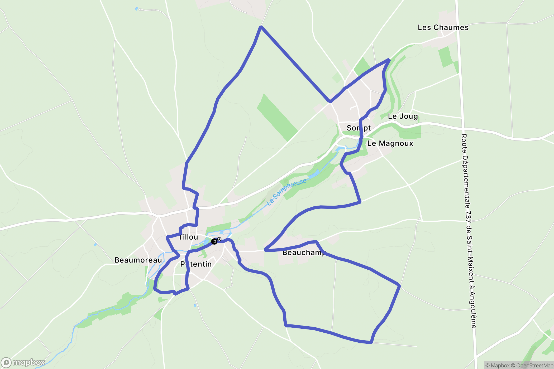 Chef-Boutonne : carte du parcours de randonnée - France