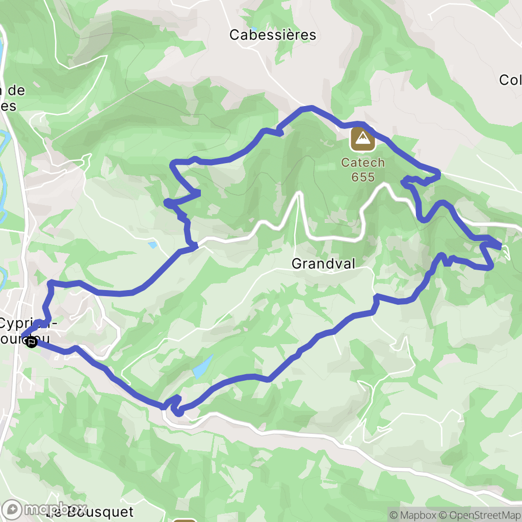 Conques-en-Rouergue : carte du parcours de randonnée - France