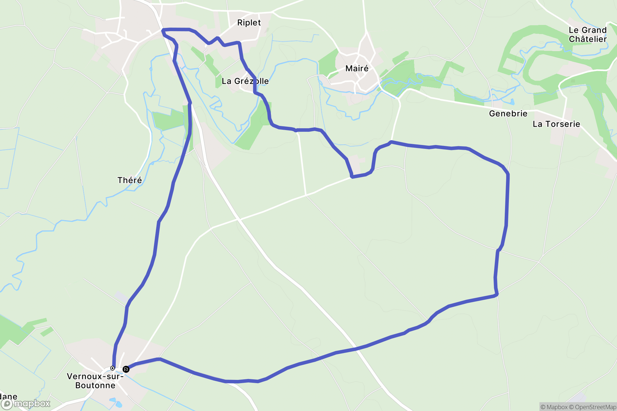 Vernoux-sur-Boutonne : carte du parcours de randonnée - France