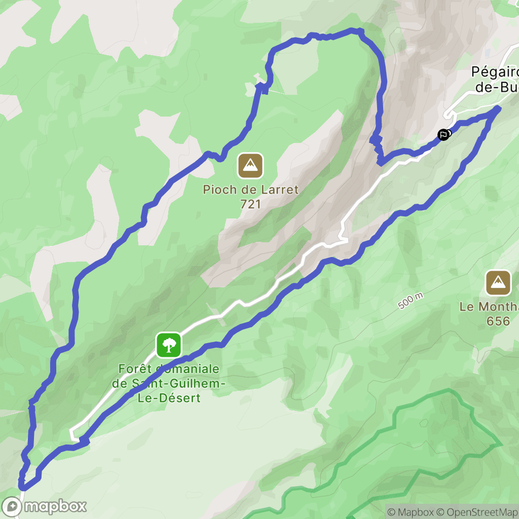 Pégairolles-de-Buèges : carte du parcours de randonnée - France