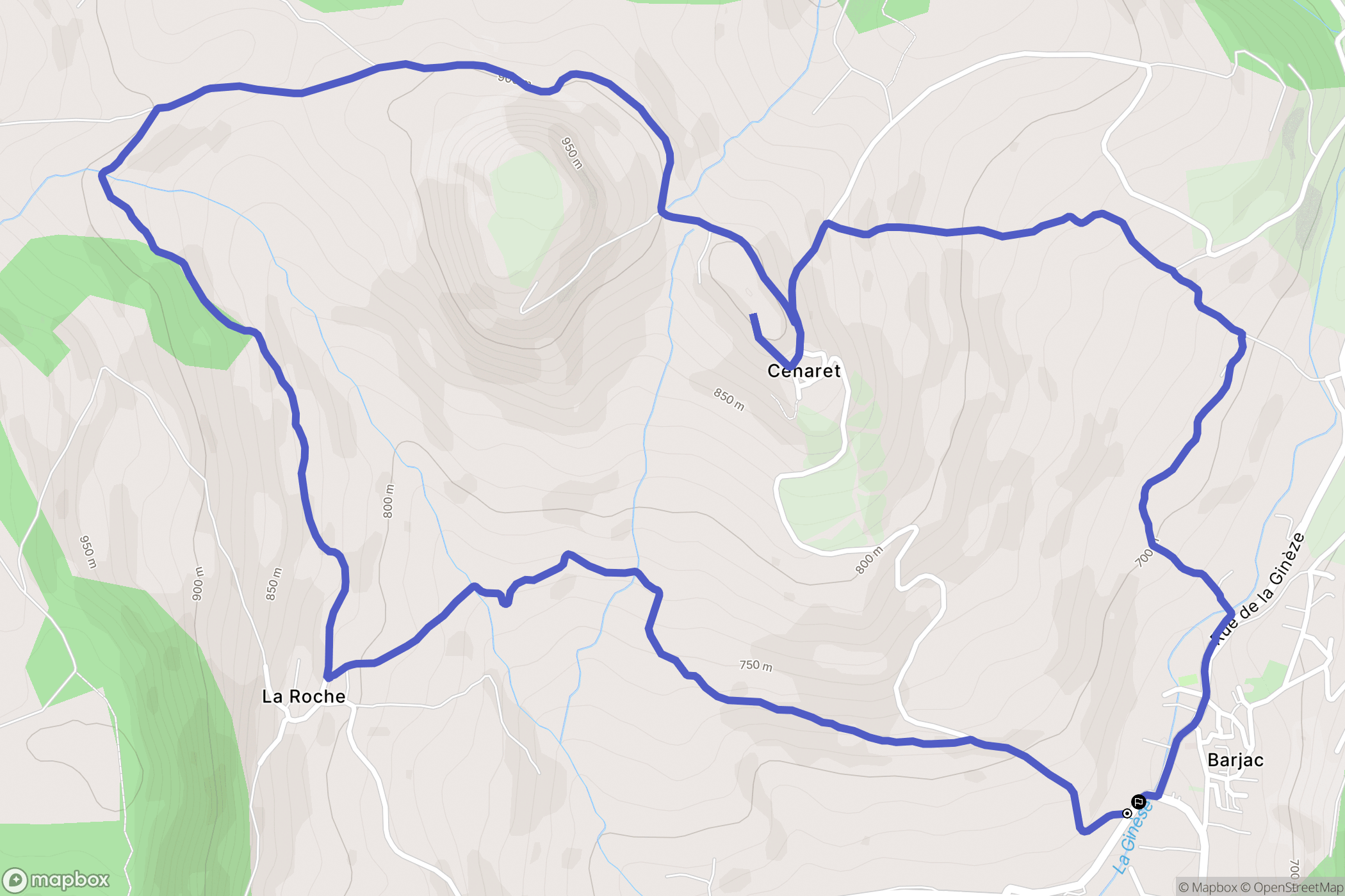 Barjac : carte du parcours de randonnée - France