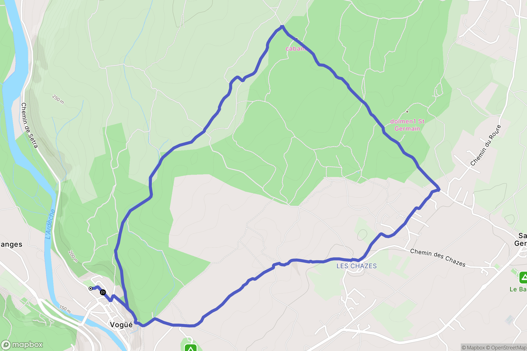 Vogüé : carte du parcours de randonnée - France