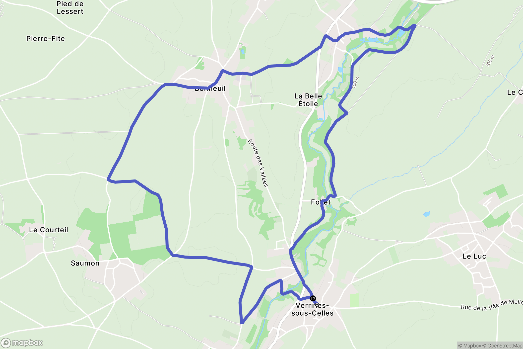Celles-sur-Belle : carte du parcours de randonnée - France