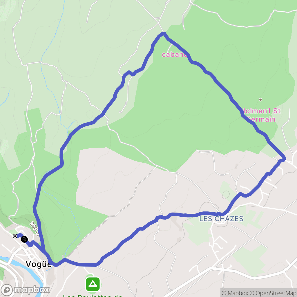 Vogüé : carte du parcours de randonnée - France