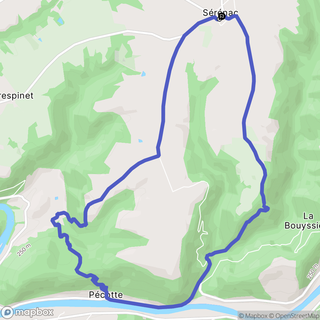 Sérénac : carte du parcours de randonnée - France