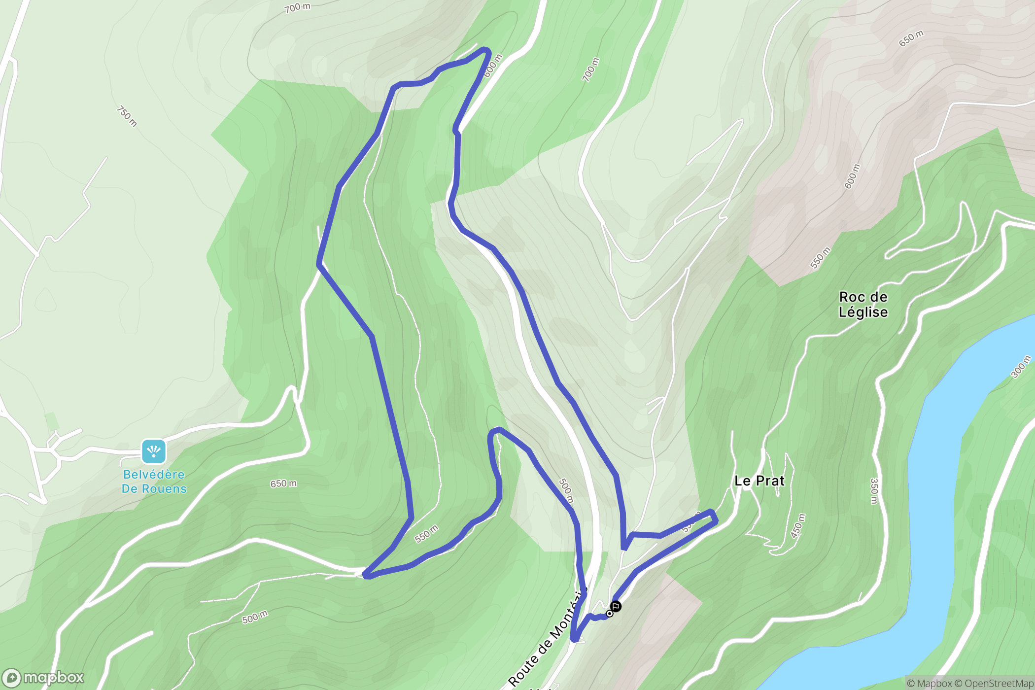 Lacroix-Barrez : carte du parcours de randonnée - France