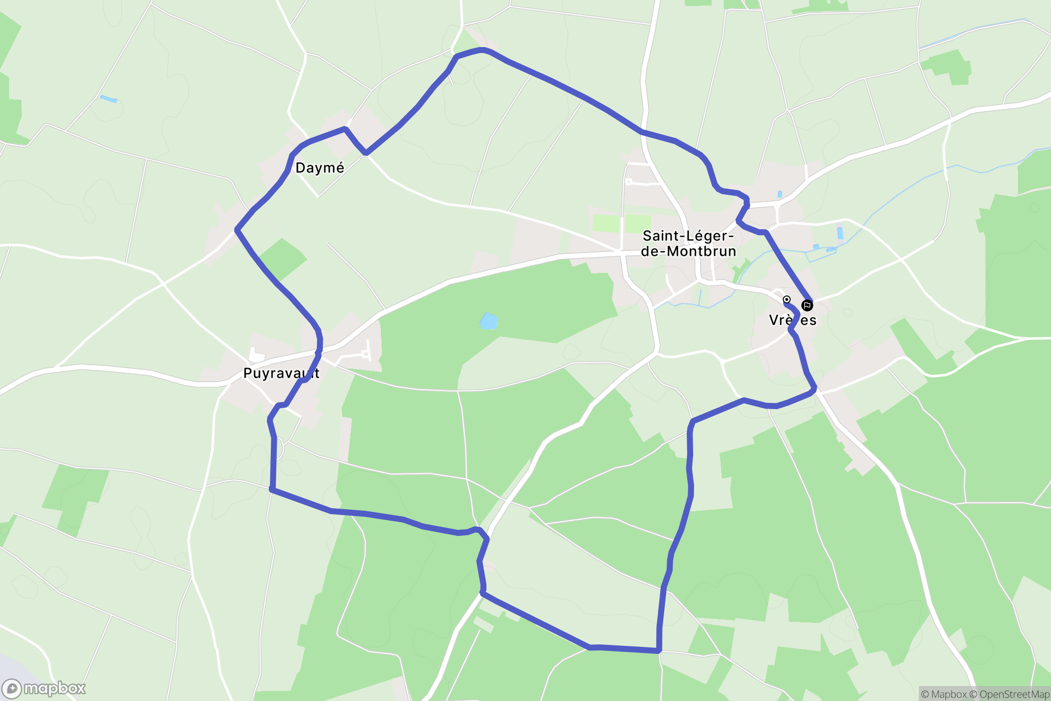 Saint-Léger-de-Montbrun : carte du parcours de randonnée - France