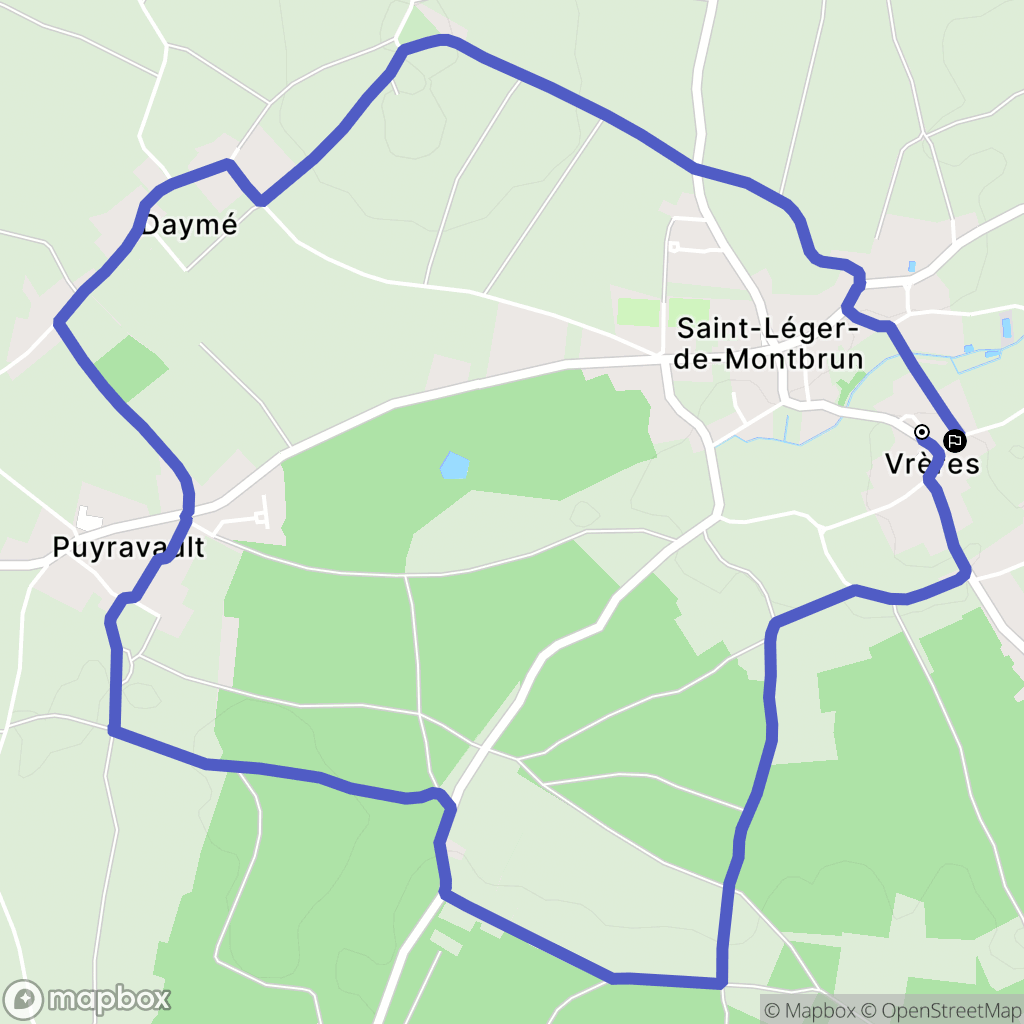 Saint-Léger-de-Montbrun : carte du parcours de randonnée - France
